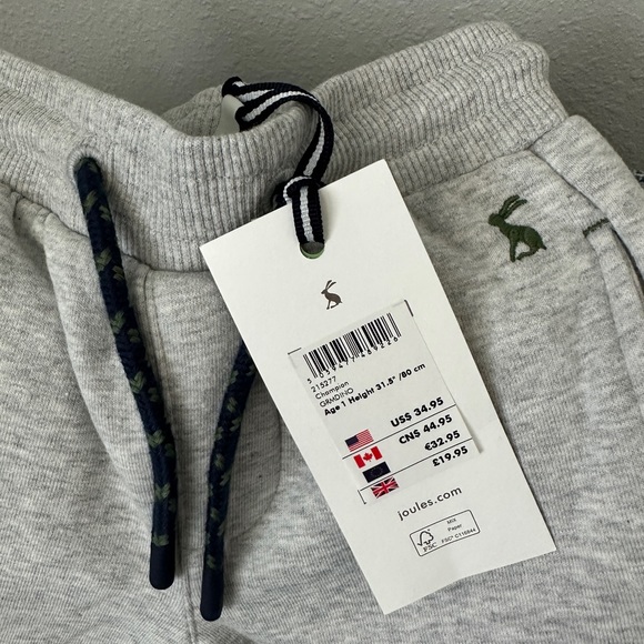 Joules NWT Boys Grey Champion GRMDINO Sweat Pants—Age 1, Height 31.5 - Picture 5 of 7